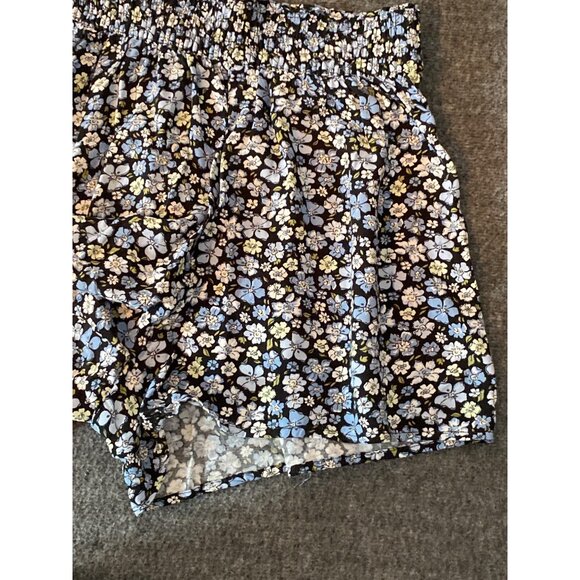 H&M Divided Blue Floral Shorts Silky High Elastic Waist Women NO Tag - Picture 6 of 6
